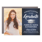 Photo Congrats Navy Blue White & Silver Graduation