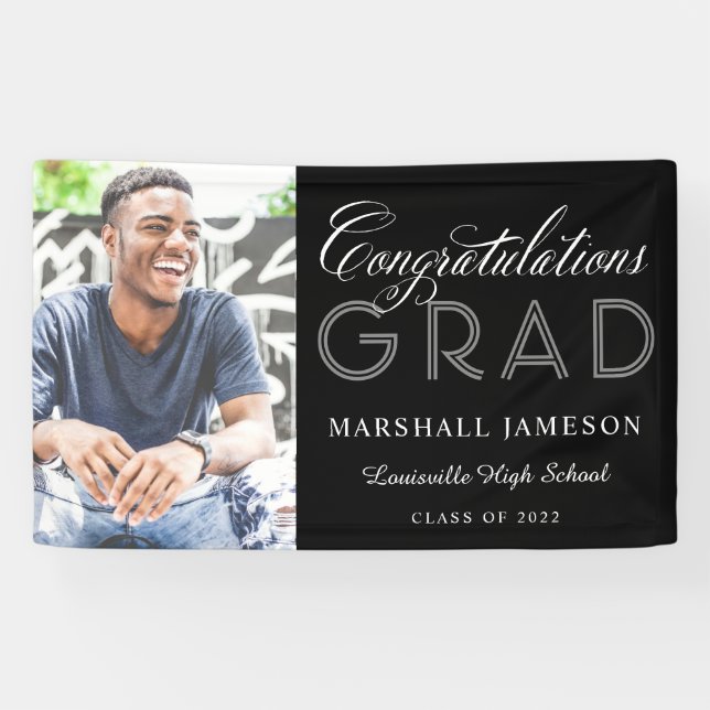 Photo Congratulations Calligraphy Graduation Banner (Horizontal)