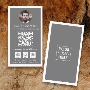 Photo Connect with Us Social Media QR Code Logo Business Card