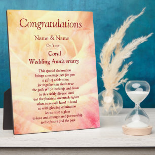 Photo Coral 35th Wedding Anniversary  Plaque