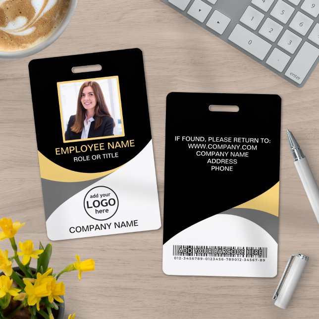 Photo Corporate Employee Barcode Black Yellow  Badge (Creator Uploaded)