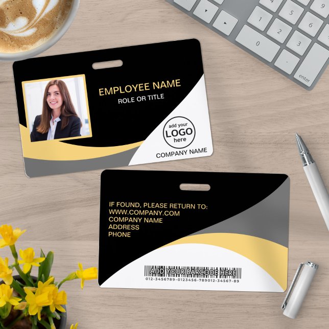 Photo Corporate Employee Barcode Black Yellow Badge (Creator Uploaded)