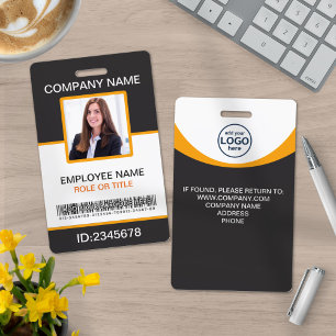 Photo Corporate Employee Barcode Grey Yellow Badge