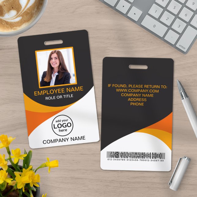 Photo Corporate Employee Barcode Orange Yellow Badge (Creator Uploaded)