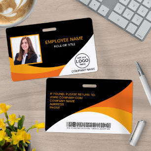 Photo Corporate Employee Barcode Orange Yellow Badge