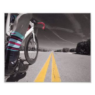 Photo Couleur sur impression noir et blanc.