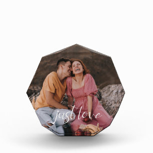 Photo Couple Heart Just Love Script Block