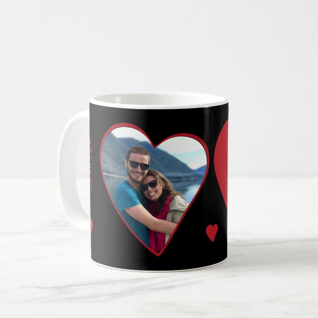 Photo couple initials heart shape Valentine Coffee Mug (Front Left)