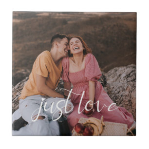 Photo Couple Just Love Script Tile