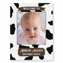 Photo Cow Print Frame Birthday Party Welcome Sign