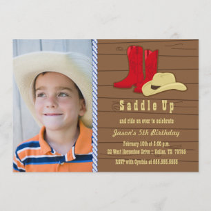 Photo cowboy birthday party invitation