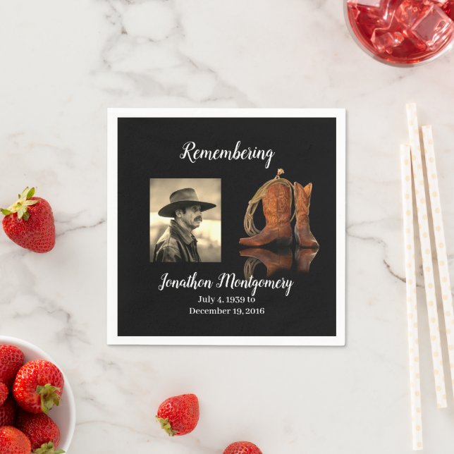 Photo, Cowboy Hat and Rope Memorial  Napkin (Insitu)
