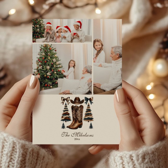 Photo Cowgirl Western Bow Christmas Holiday Card (Creator Uploaded)