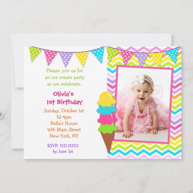 Photo Crème de glace Invitations d'anniversaire (Devant)