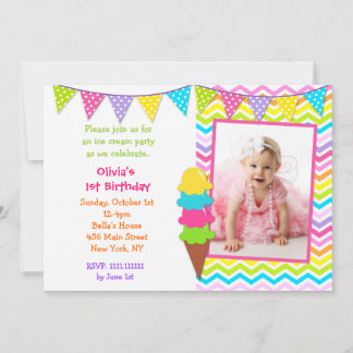 Photo Crème de glace Invitations d'anniversaire