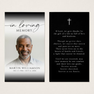 Photo Cross In Loving Memory Sympathy Prayer Card