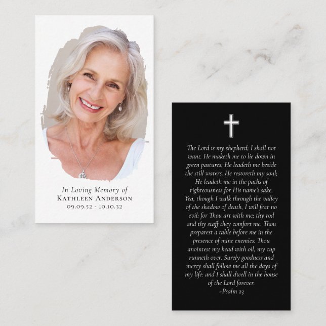Photo Cross Memorial Prayer Card (Front/Back)