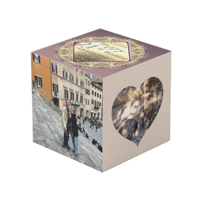 Photo Cube de photos pour les 21 ans de mariage en laito (Angle devant)