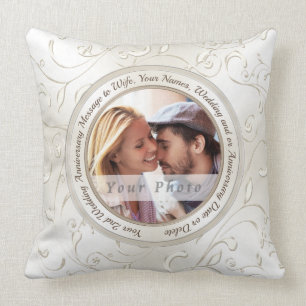 Photo Custom Cotton Anniversary Gifts for Wife Throw Pillow
