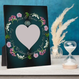 Photo Custom Floral Heart Wedding Anniversary   Plaque