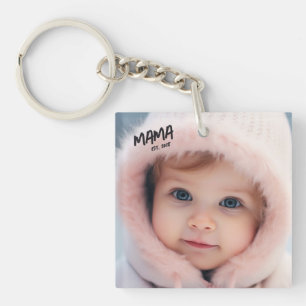 Photo Custom Mama Est Mother Keychain