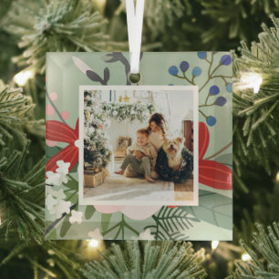 Photo Custom Personalized Christmas Glass Ornament