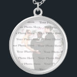 Photo Custom Round Silver Wedding Necklace<br><div class="desc">Personalize this pretty necklace to have as wedding favours at your wedding reception or to have one yourself as a remembrance of your special day. This necklace is also the perfect gift for the bride ant her bridal shower. Personalize by adding your photo.</div>