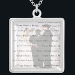 Photo Custom Square Silver Wedding Necklace<br><div class="desc">Personalize this pretty necklace to have as wedding favours at your wedding reception or to have one yourself as a remembrance of your special day. This necklace is also the perfect gift for the bride ant her bridal shower. Personalize by adding your photo.</div>