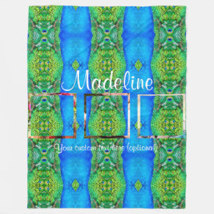 Photo custom text template peacock theme fleece blanket