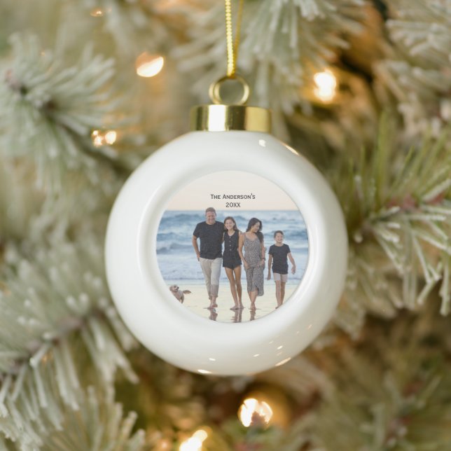 Photo Customize Personalize Christmas Ceramic Ball Christmas Ornament (Tree)
