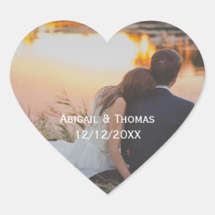 Photo Customize Wedding Engagement Heart Sticker