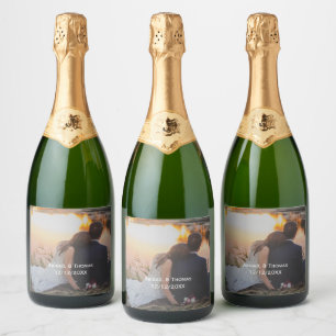 Photo Customize Wedding Engagement Party  Sparkling Wine Label