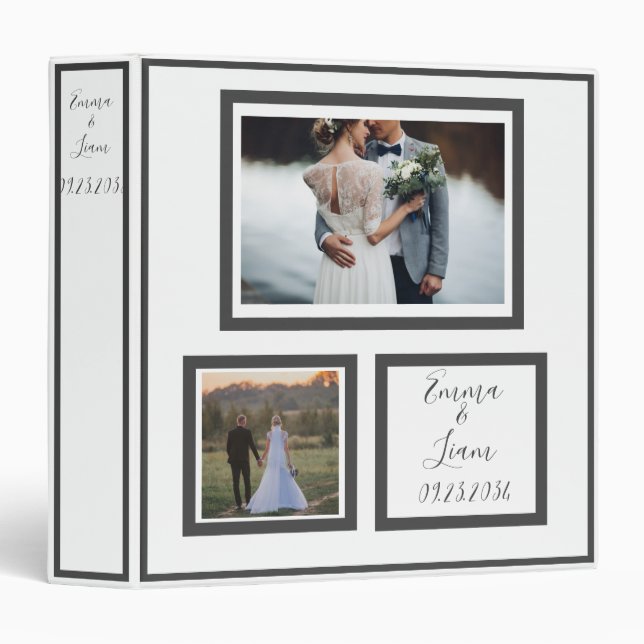 Photo Customized Abstract Names Wedding Keepsake Binder (Front/Spine)