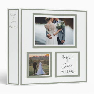 Photo Customized Sage Green Names Wedding Keepsake Binder