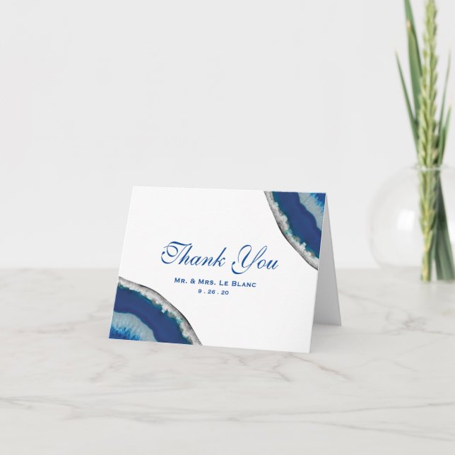 Photo d'agate de mariage de bleu marine du Merci | (Devant)