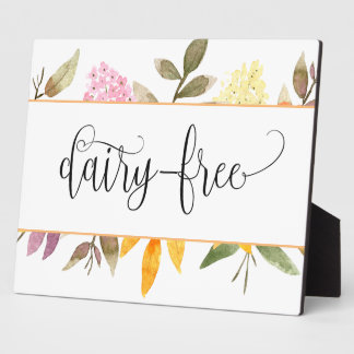 Photo Dairy Free Floral tabletop with easel Plaque