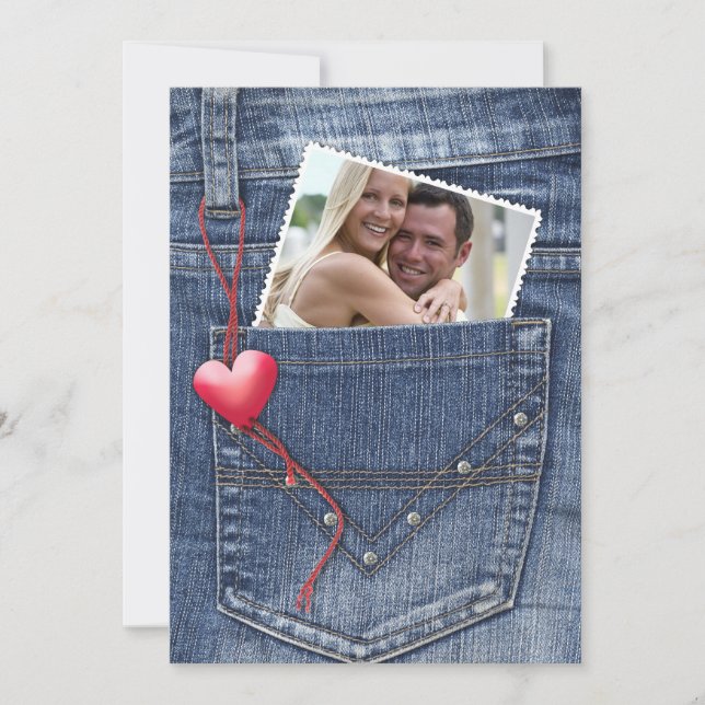 Photo d'amour dans une carte plat de poche (Devant)