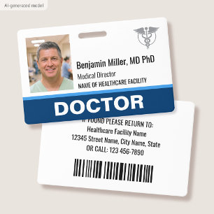 Photo de badge d'identification moderne bleu avec