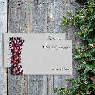 Photo de baies minimaliste Carte de visite gris QR