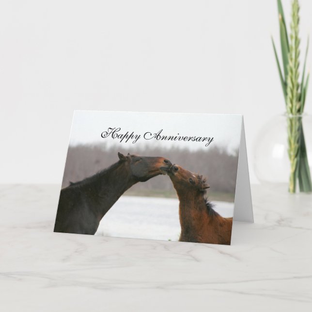 Photo de baiser de chevaux de carte heureuse (Devant)
