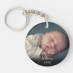 Photo de bébé avec nom et date personnalisés en sc