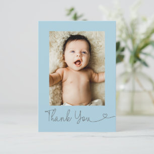 Photo de bébé Merci Cœur Baby shower bleu moderne