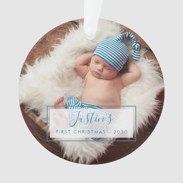 Photo de bébé personnalisé Premier Noël (devant)