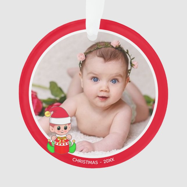 Photo de bébé personnalisée avec Elfe de Noël (devant)
