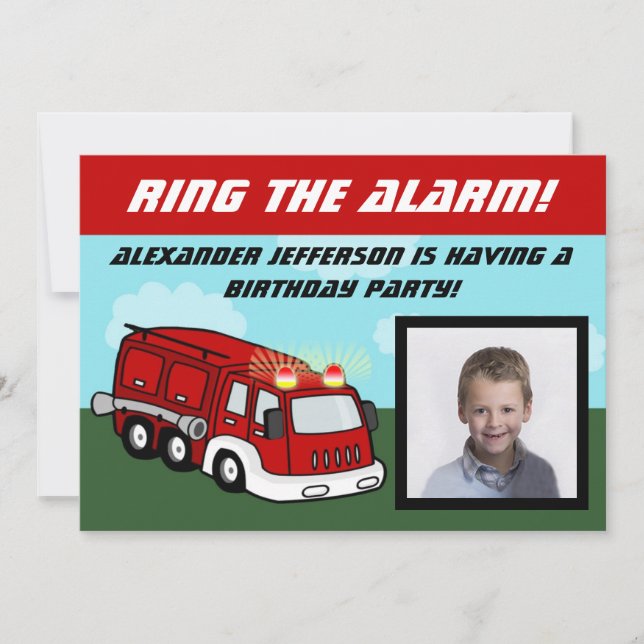 Photo de camion d'incendie Invitations de fête d'a (Devant)