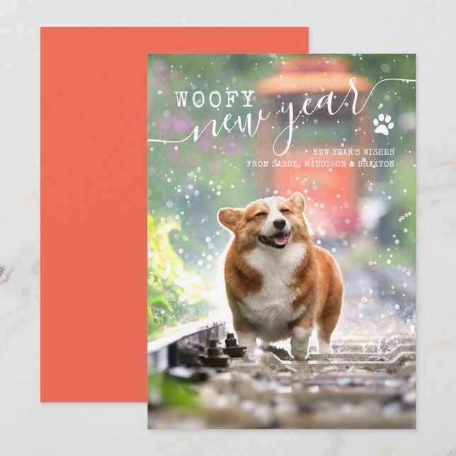 Photo de Chien de Nouvel An Carte Vacances (Devant / Derrière)