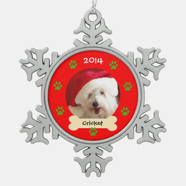 Photo de chien ornement de Noël dans un flocon de  (Devant)