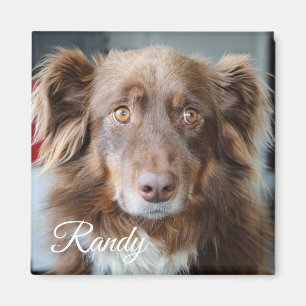 Photo de chien personnalisée et son nom Magnet
