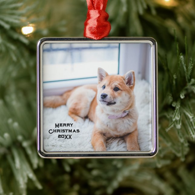 Photo de chien personnalisée Ornement en métal Noë (Arbre)