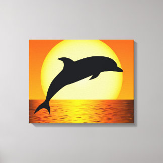 Photo de coucher de soleil dauphin sur toile envel